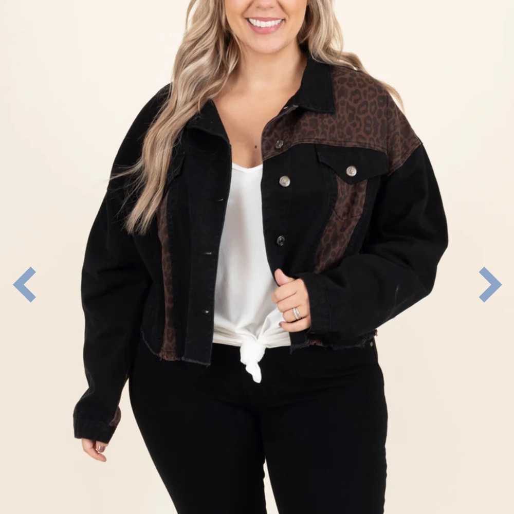 Chic Soul Black and Brown Jean Jacket 3X